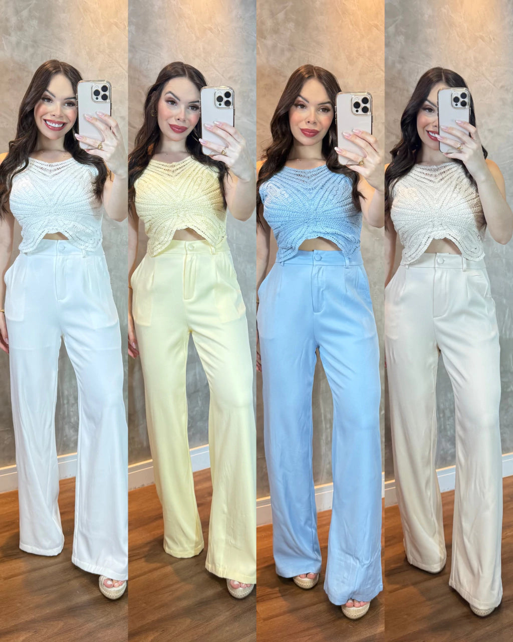 Conjunto marrant Melina com Cropped em crochê