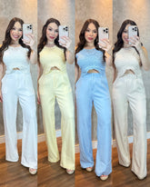Conjunto marrant Melina com Cropped em crochê