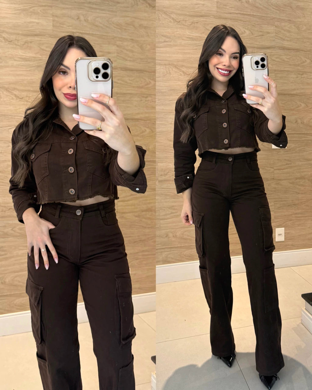 Jaqueta jeans Café
