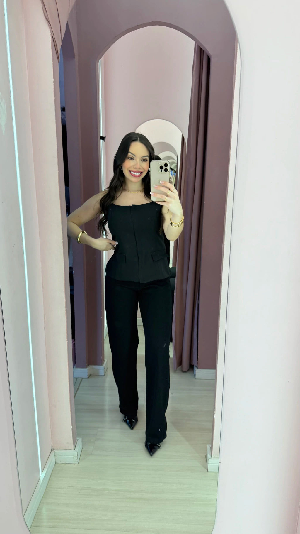 Calça jeans wide leg Preta REF 5222